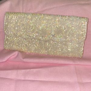 Vintage beaded sequins iridescent formal clutch